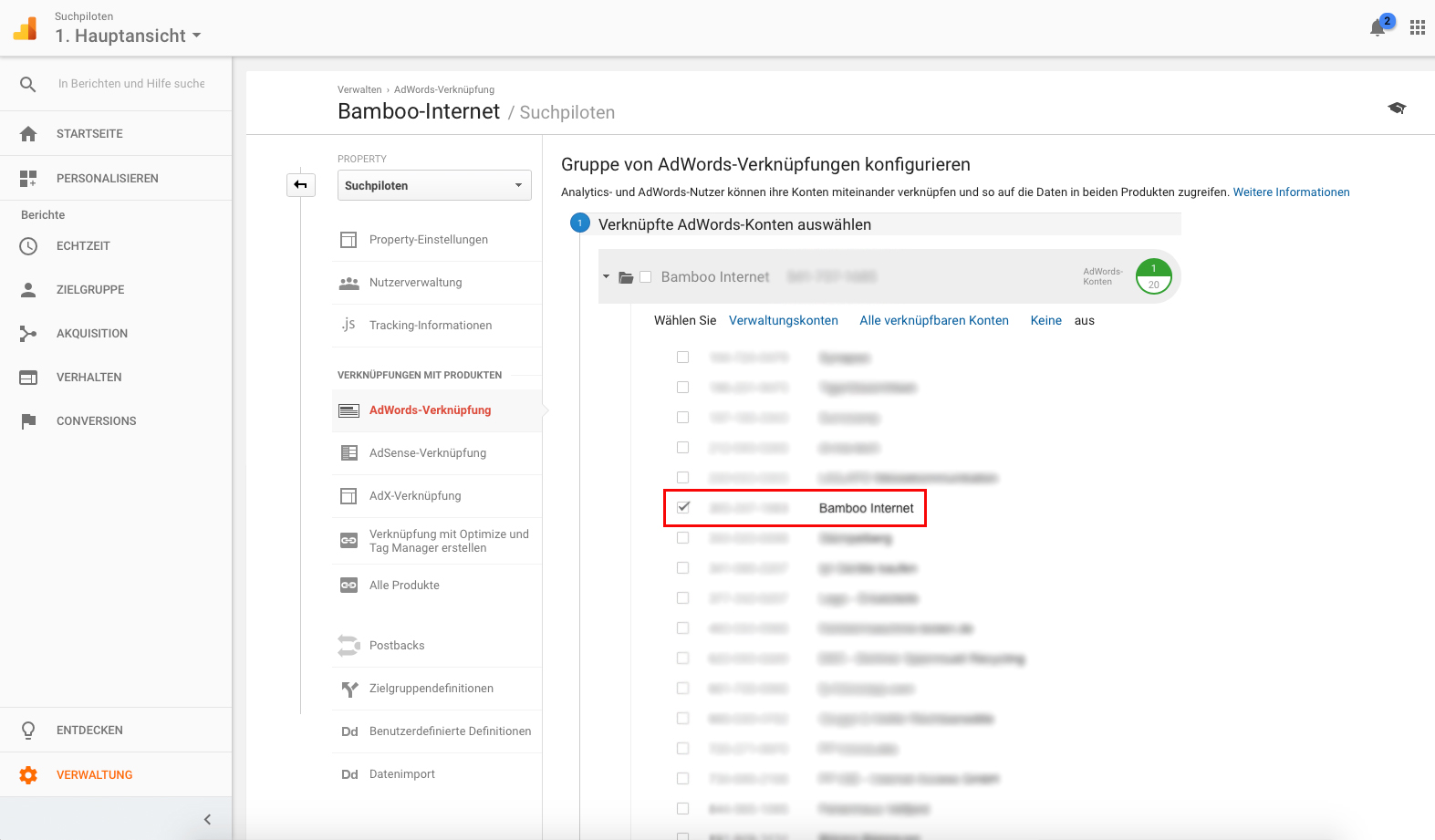 Analytics verknüpfung