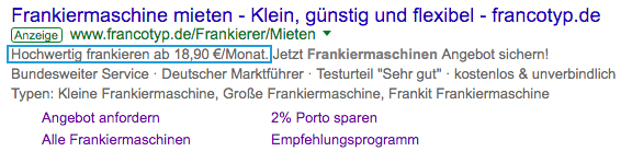 Preise udn Zahlen in AdWords nutzen