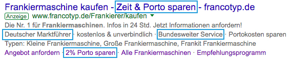 Alleinstellungsmerkmale bei AdWords Anzeigen